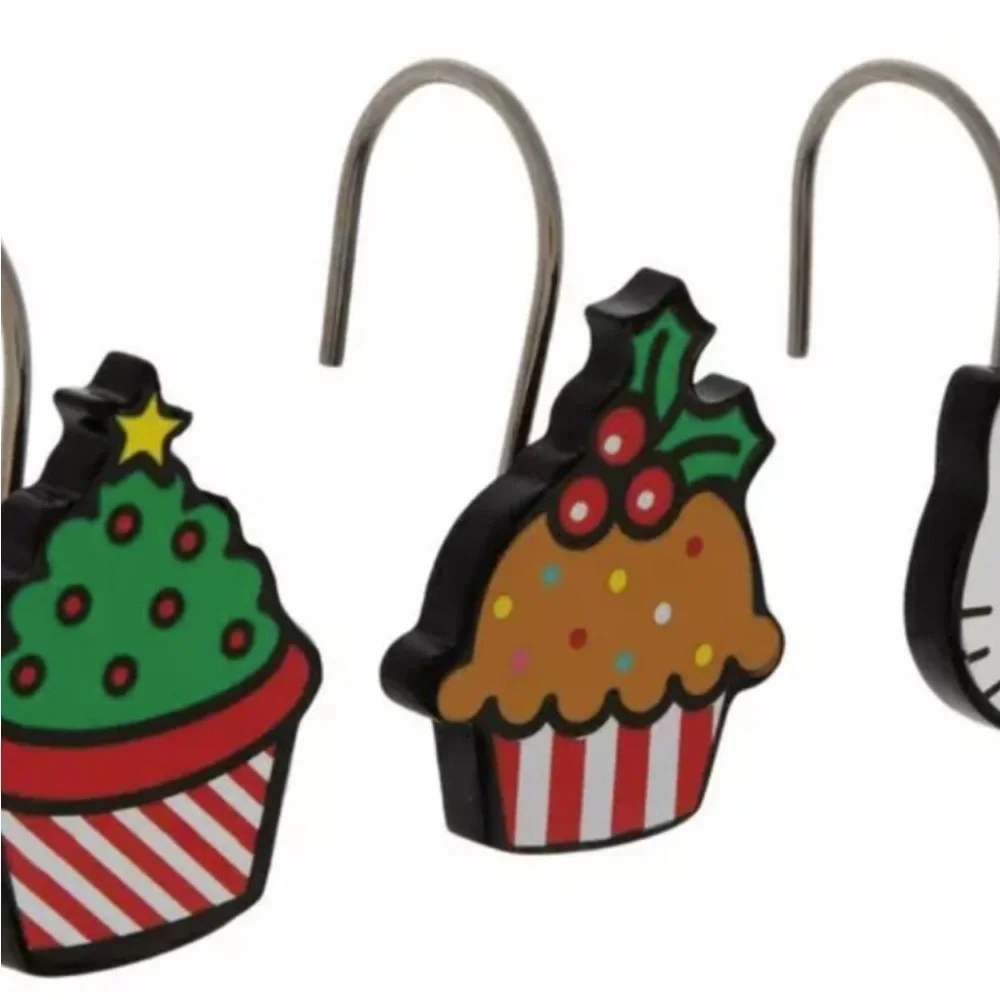 Hello Kitty Christmas Cupcake Shower Curtain Hooks!